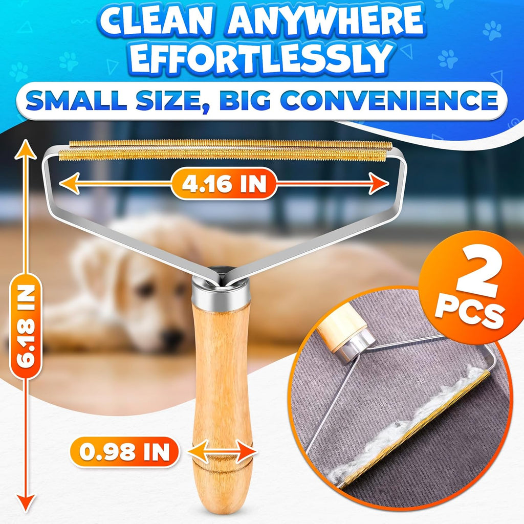 Lint & Pet Hair Remover Wooden Body Clothes Pack of 2