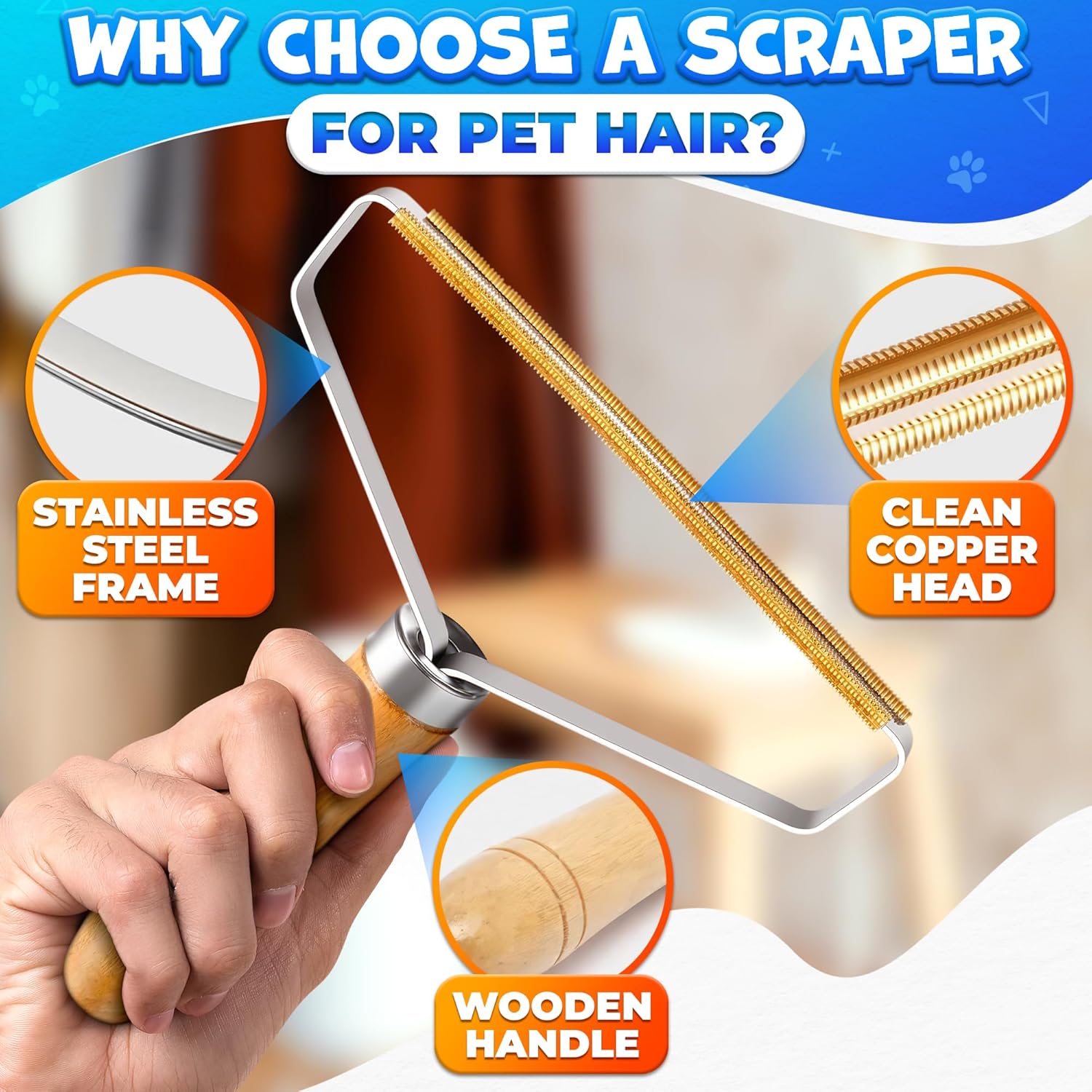 Lint & Pet Hair Remover Wooden Body Clothes Pack of 2