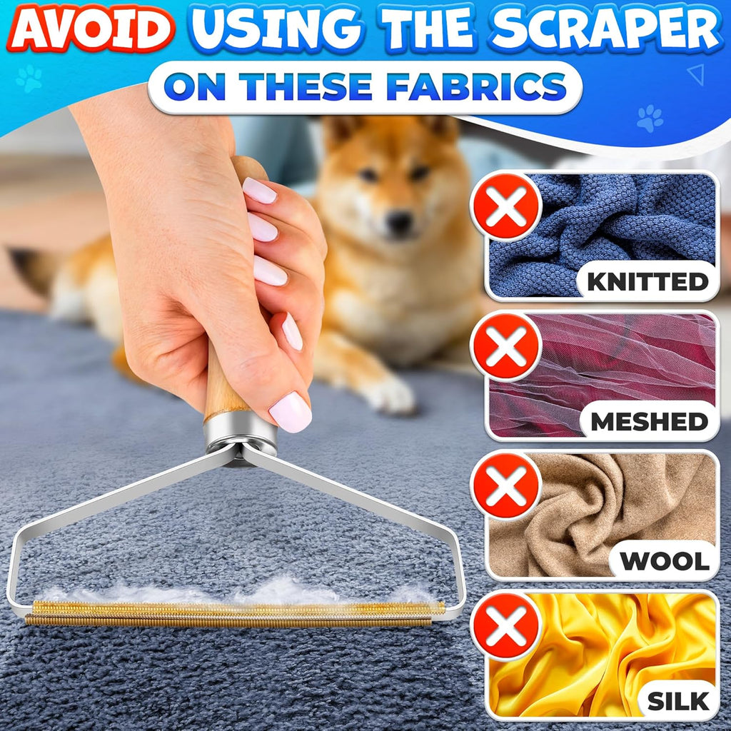 Lint & Pet Hair Remover Wooden Body Clothes Pack of 2