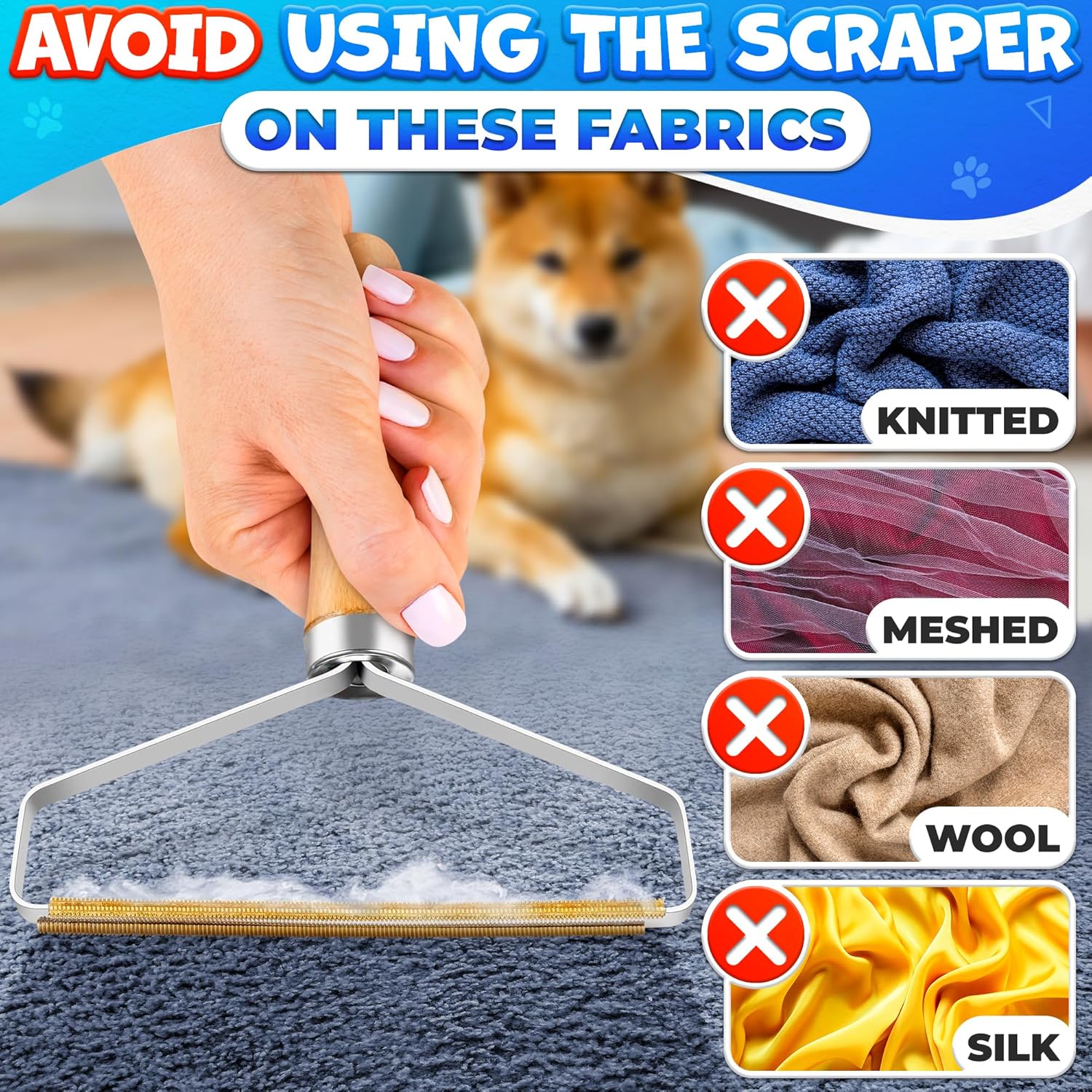 Lint & Pet Hair Remover Wooden Body Clothes Pack of 2