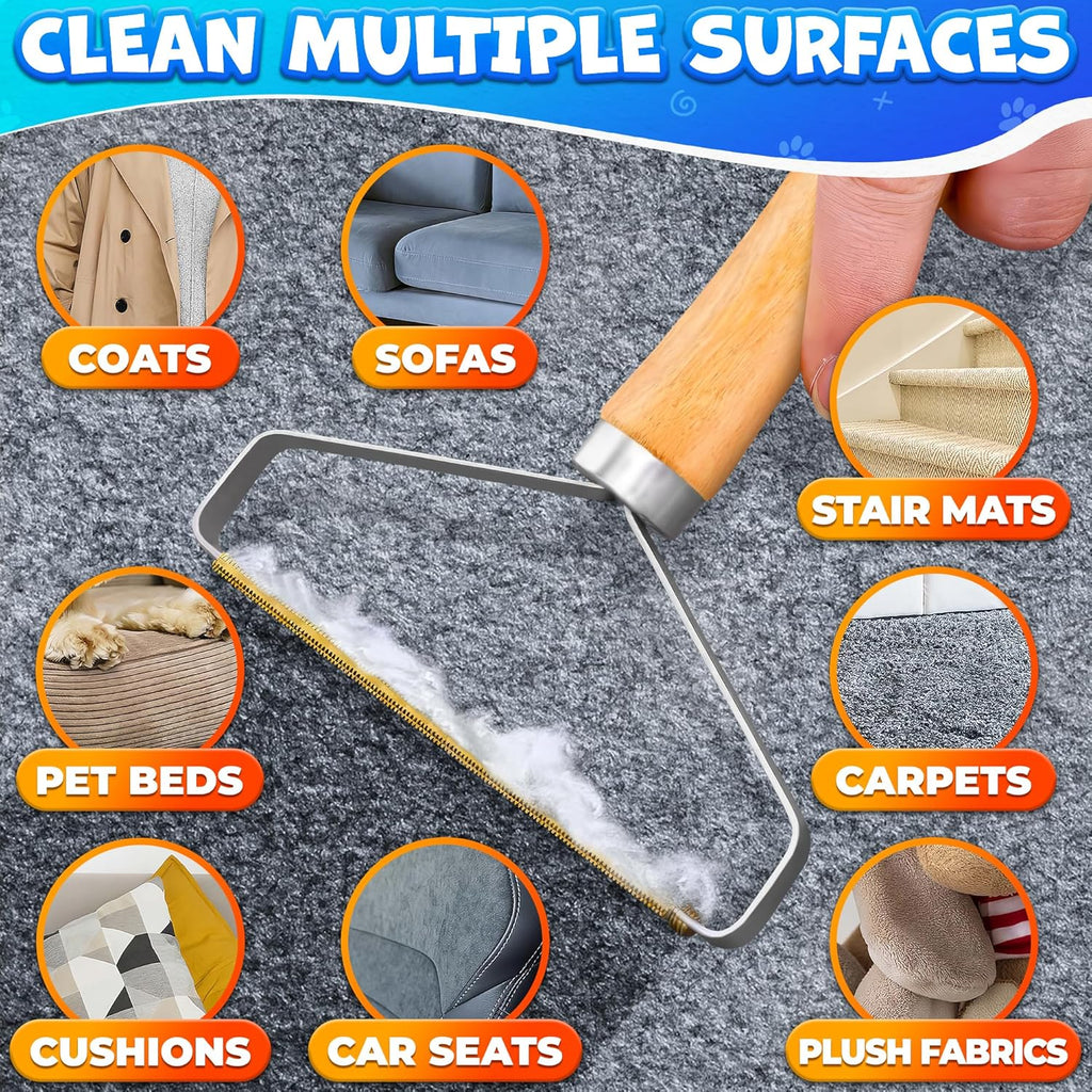 Lint & Pet Hair Remover Wooden Body Clothes Pack of 2