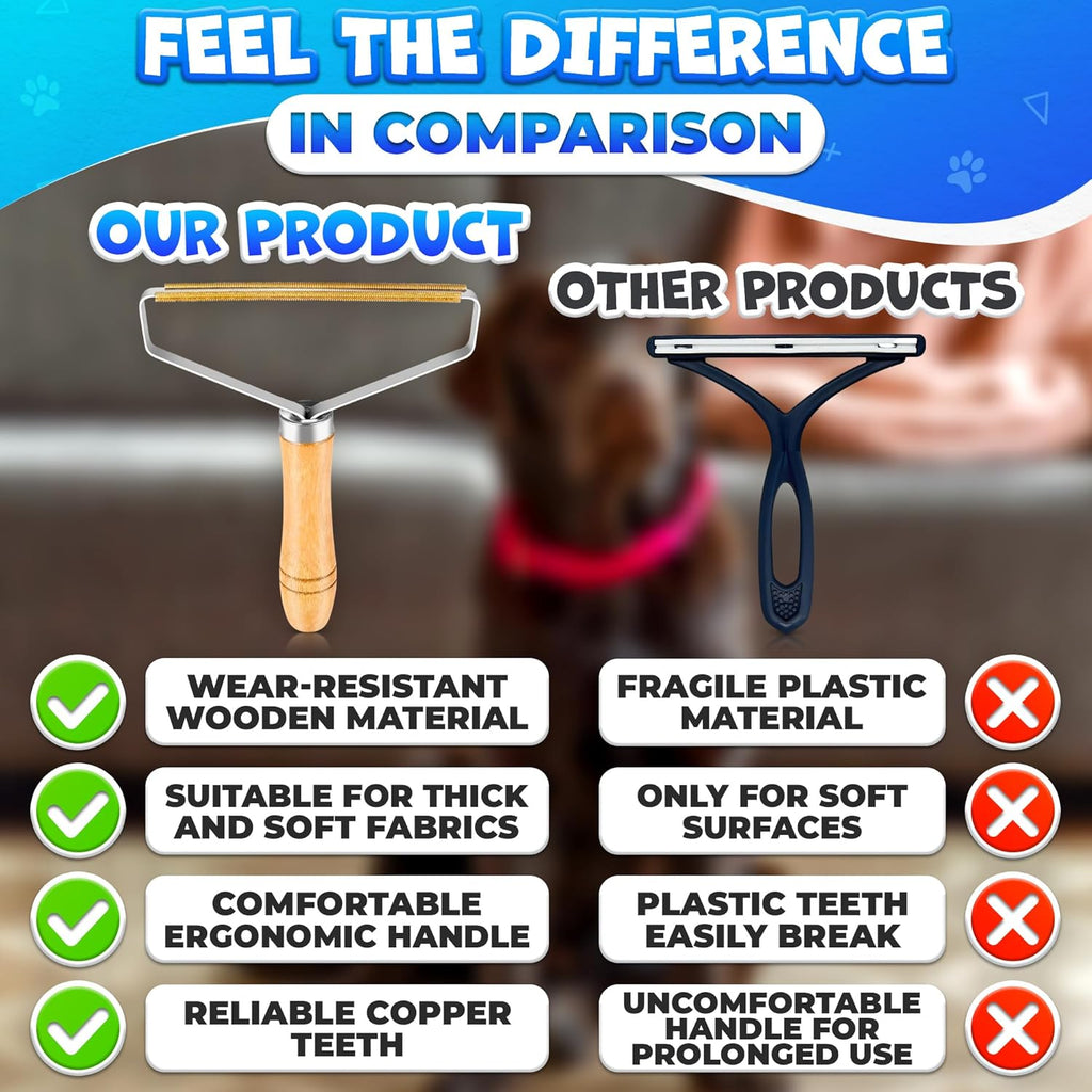 Lint & Pet Hair Remover Wooden Body Clothes Pack of 2