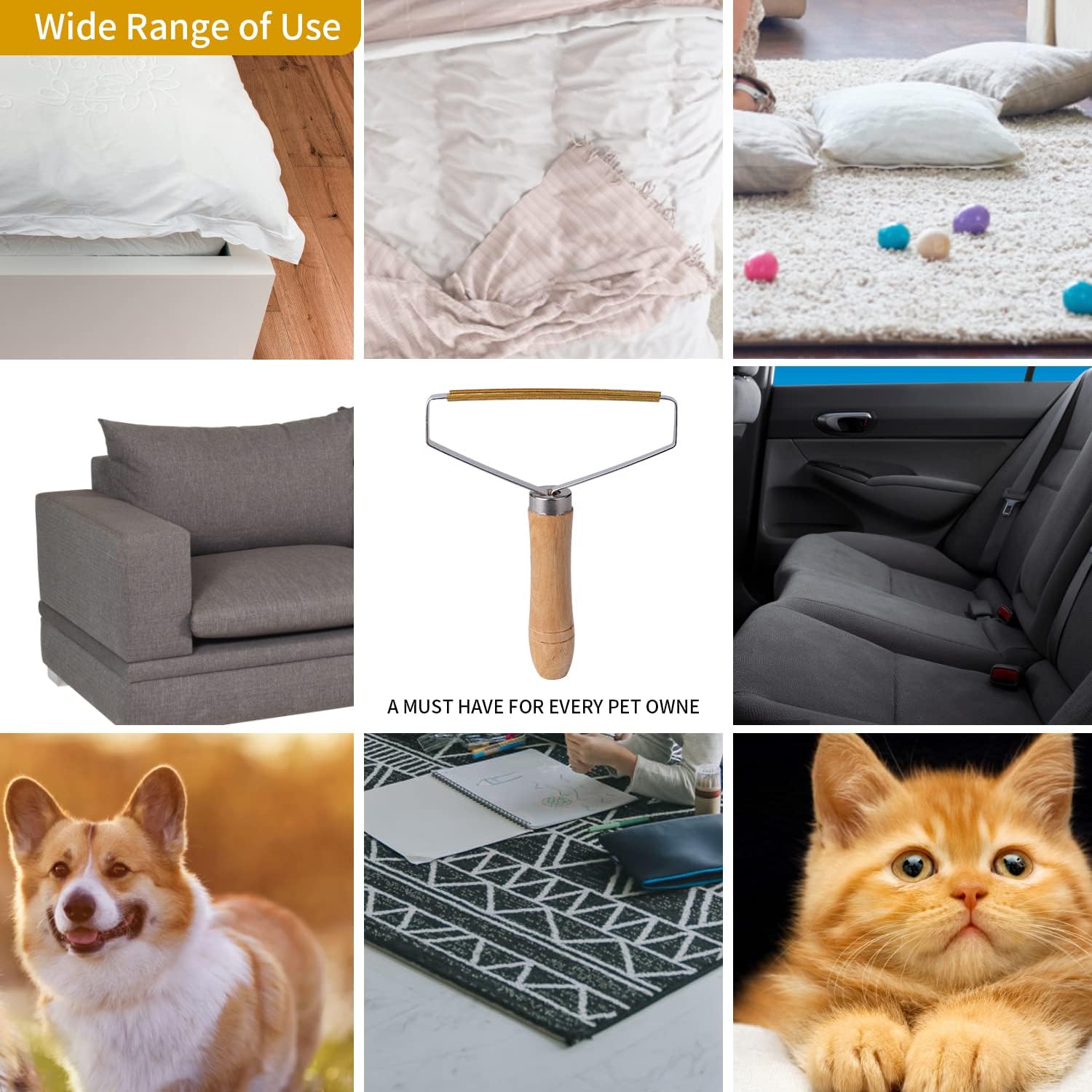 Lint & Pet Hair Remover Wooden Body Clothes Pack of 2